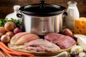 Foods that should not be cooked in a slow cooker: dairy, delicate vegetables, seafood, pasta, and lean meats.