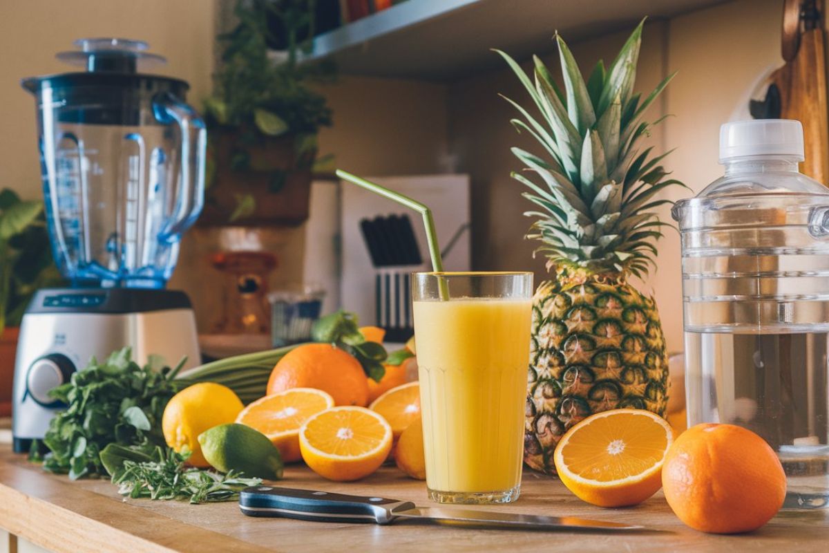 Fresh pineapple juice used as a substitute for water in cooking and baking recipes.