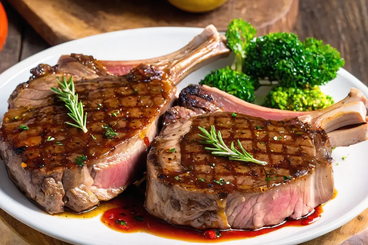 Marinated lamb shoulder chops ready for grilling

