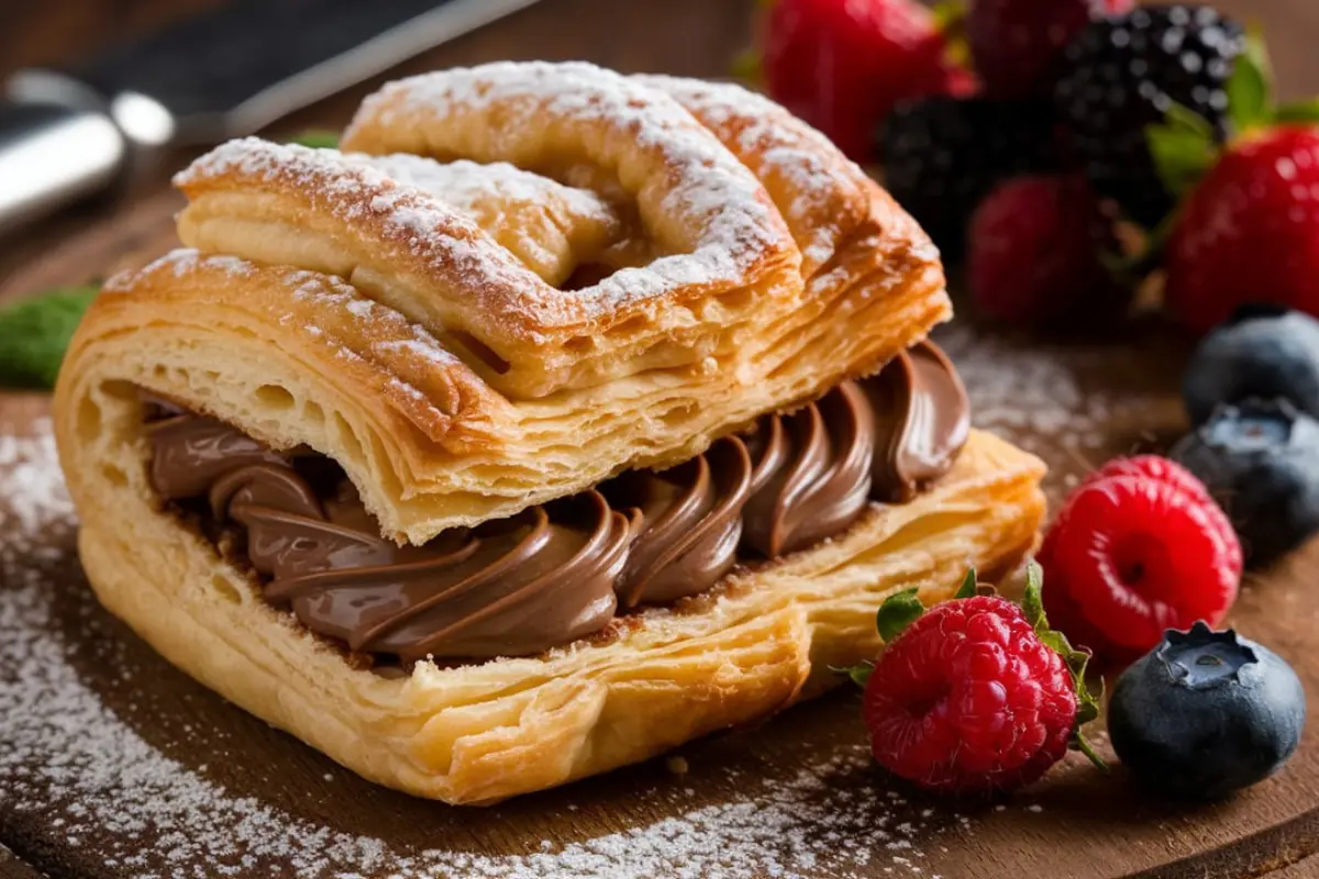 Nutella pastry puff, a golden flaky puff pastry filled with Nutella spread