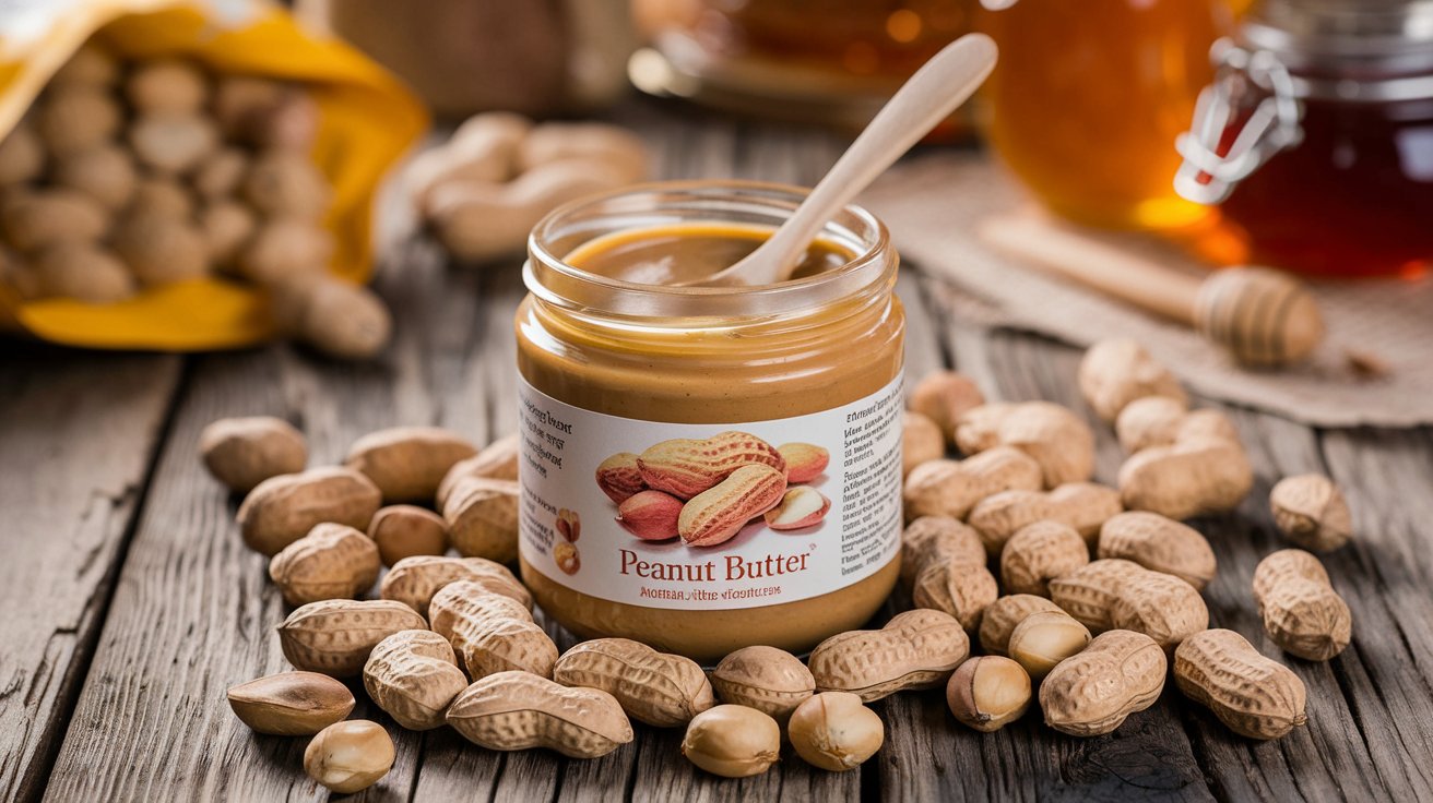 Jar of peanut butter with whole peanuts, highlighting health risks and alternatives for those who should avoid it.