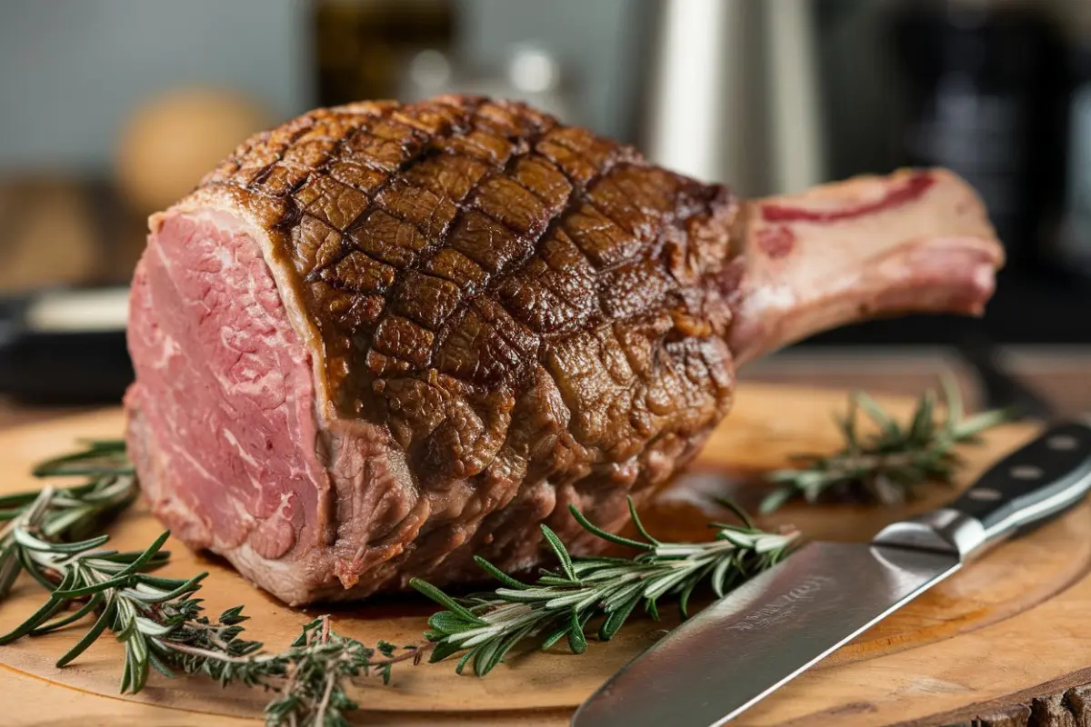 A perfectly cooked beef arm roast with golden-brown crust and tender meat